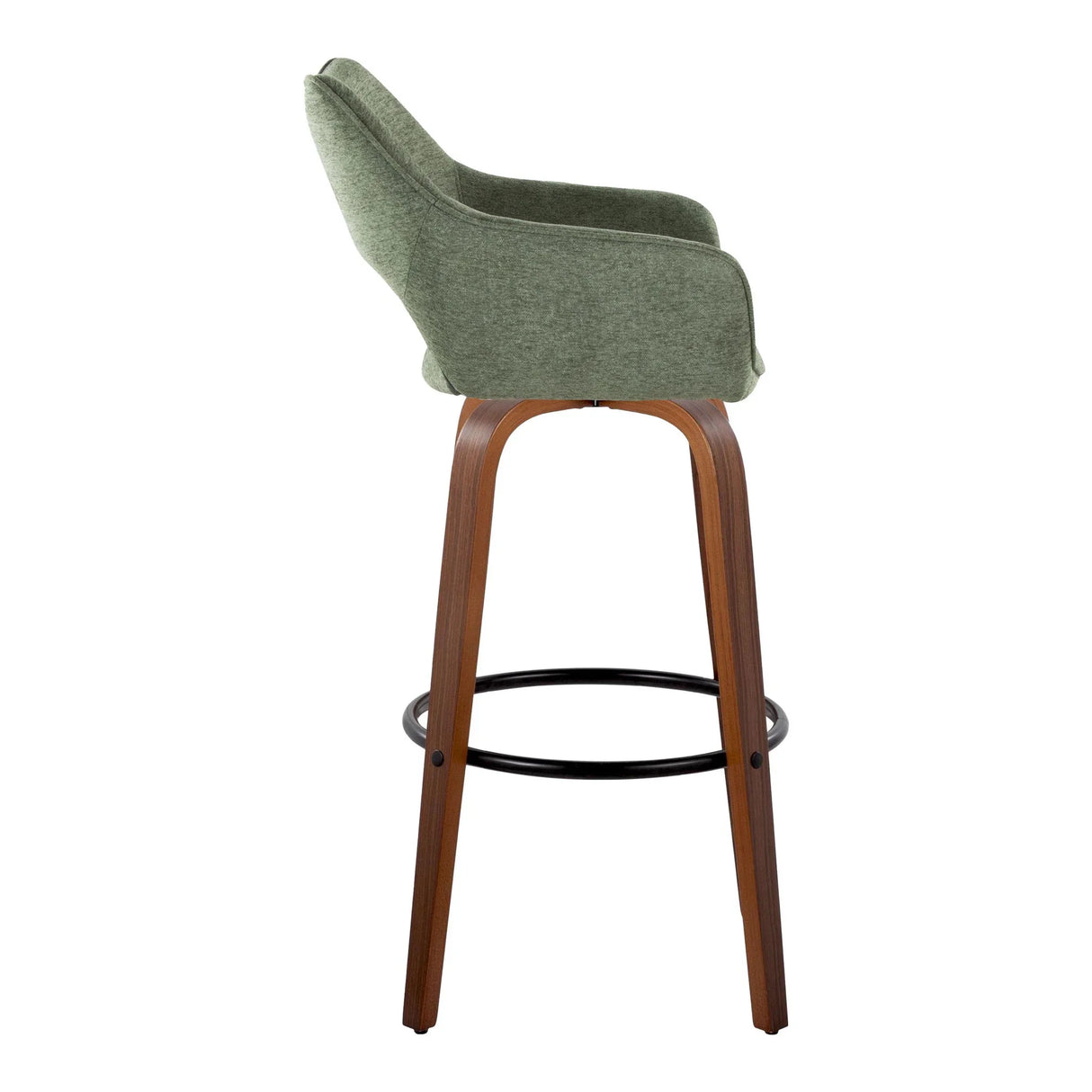 Mustang - Contemporary Fixed Height Barstool With Swivel & Round Footrest (Set of 2) - Furniture Home Direct
