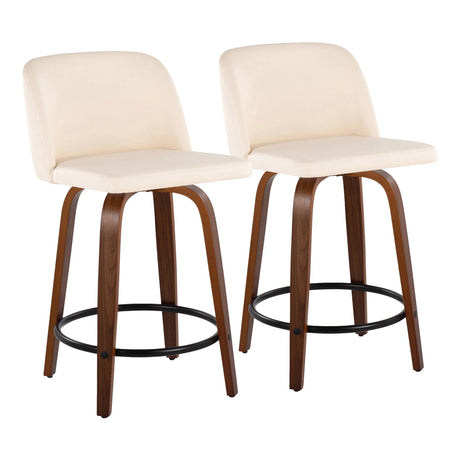 Toriano - Mid Century Modern, Fixed Height Counter Stool & Swivel And Round Footrest (Set of 2) - Furniture Home Direct