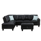 Irine - Faux Leather Sectional Sofa With Ottoman - Furniture Home Direct