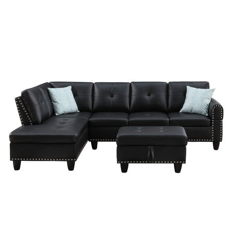 Irine - Faux Leather Sectional Sofa With Ottoman - Furniture Home Direct