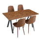 Suede Backrest Chairs With Metal Legs & Herringbone Dining Table Set - Furniture Home Direct