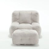 Modern Indoor Fluffy Bean Bag Chair With Memory Foam And Ottoman, Super Soft - Furniture Home Direct