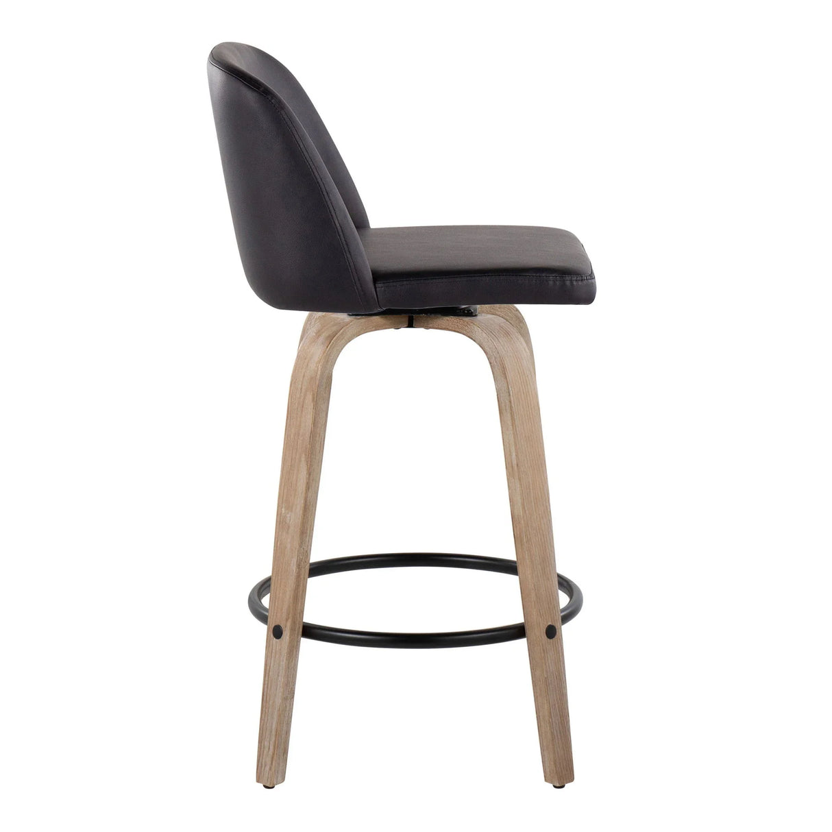 Toriano - Contemporary Fixed-Height Counter Stool & Swivel With Round Footrest (Set of 2) - Furniture Home Direct