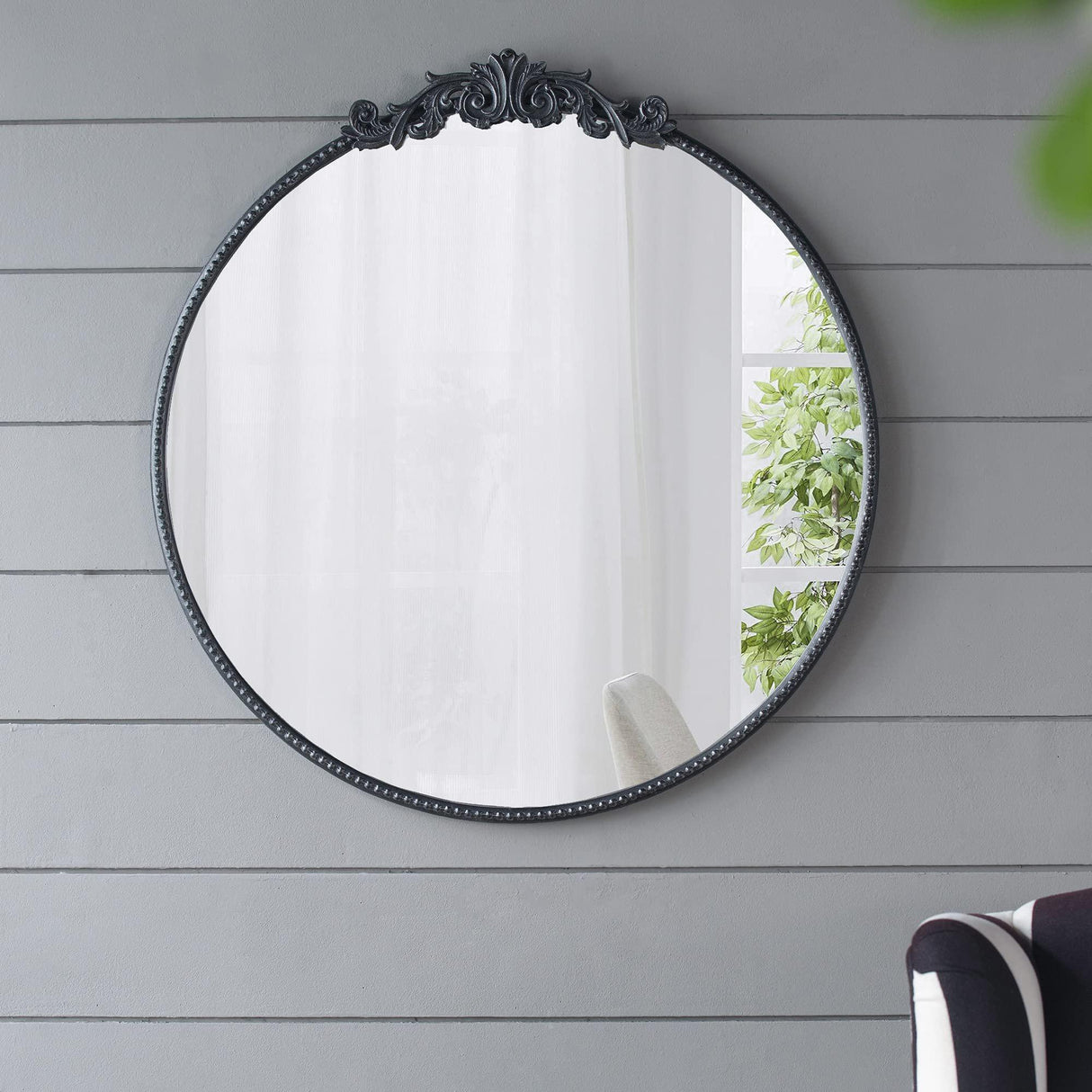 Classic Design Mirror With Baroque Inspired Frame For Bathroom, Entryway Console Lean Against Wall - Furniture Home Direct