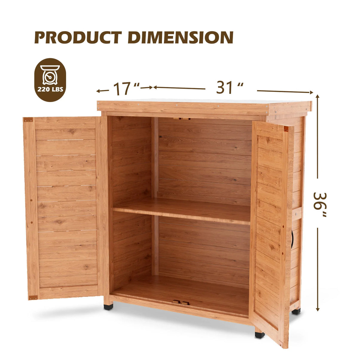 Rustic Cedar Potting Bench With Storage Cabinet And Metal Table Top For Outdoor Patio - Light Brown - Furniture Home Direct