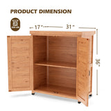 Rustic Cedar Potting Bench With Storage Cabinet And Metal Table Top For Outdoor Patio - Light Brown - Furniture Home Direct