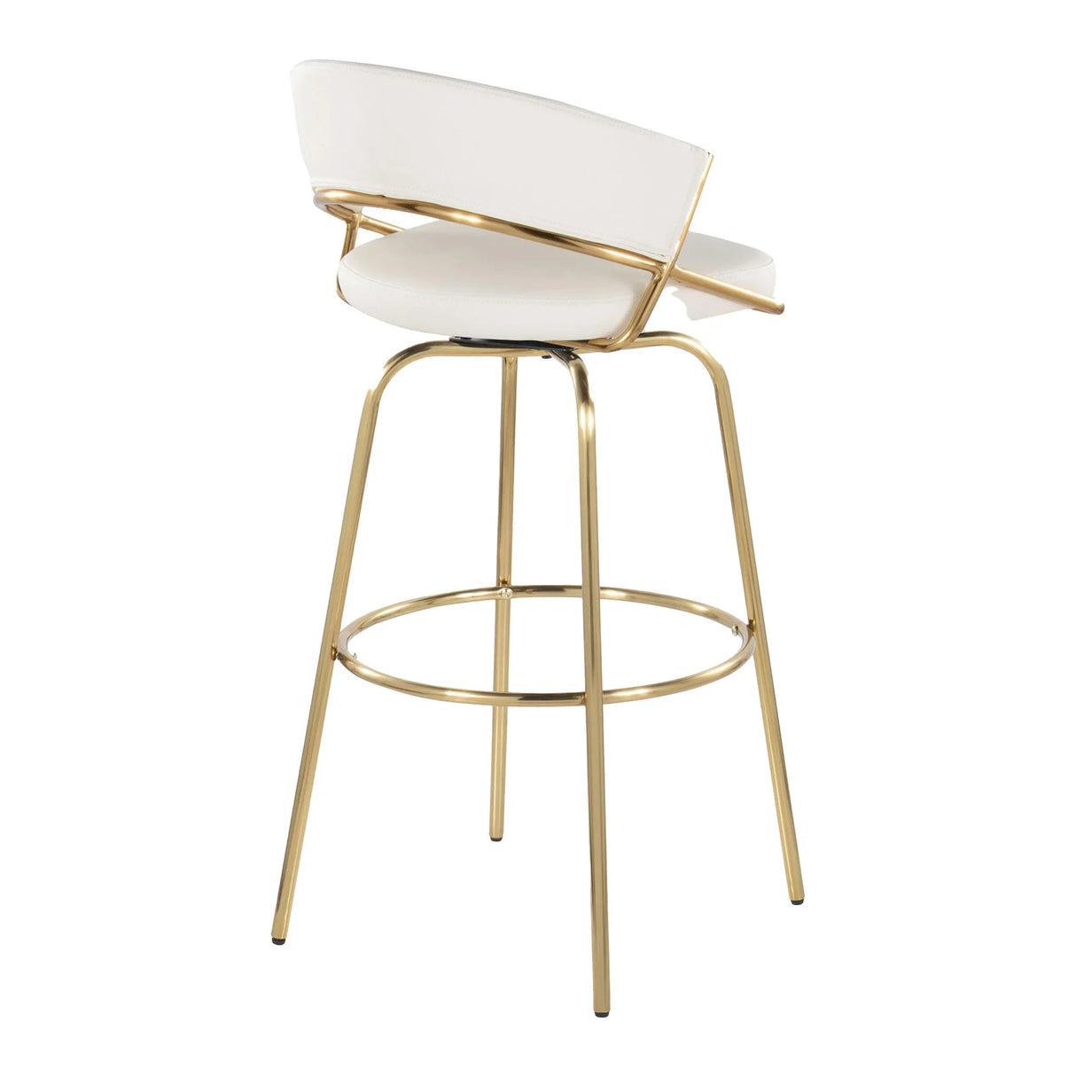 Jie - Fixed Height Contemporary Barstool With Swivel With Round Footrest (Set of 2) - Furniture Home Direct