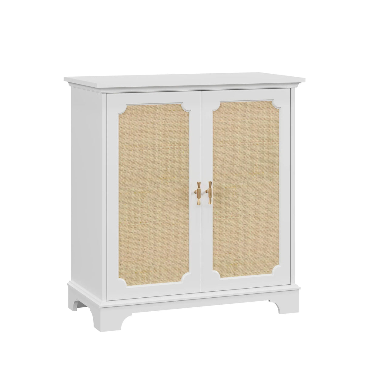 Rattan Decorated Accent Cabinet - White