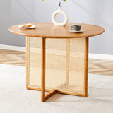 Round Dining Table Solid Wood Countryside Retro Natural - Furniture Home Direct