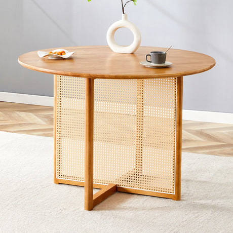 Round Dining Table Solid Wood Countryside Retro Natural - Furniture Home Direct