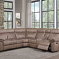Dollum - Two Tone Nubuck Manual Recliner Sectional Sofa With USB Port Cupholder Console - Furniture Home Direct