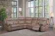 Dollum - Two Tone Nubuck Manual Recliner Sectional Sofa With USB Port Cupholder Console - Furniture Home Direct