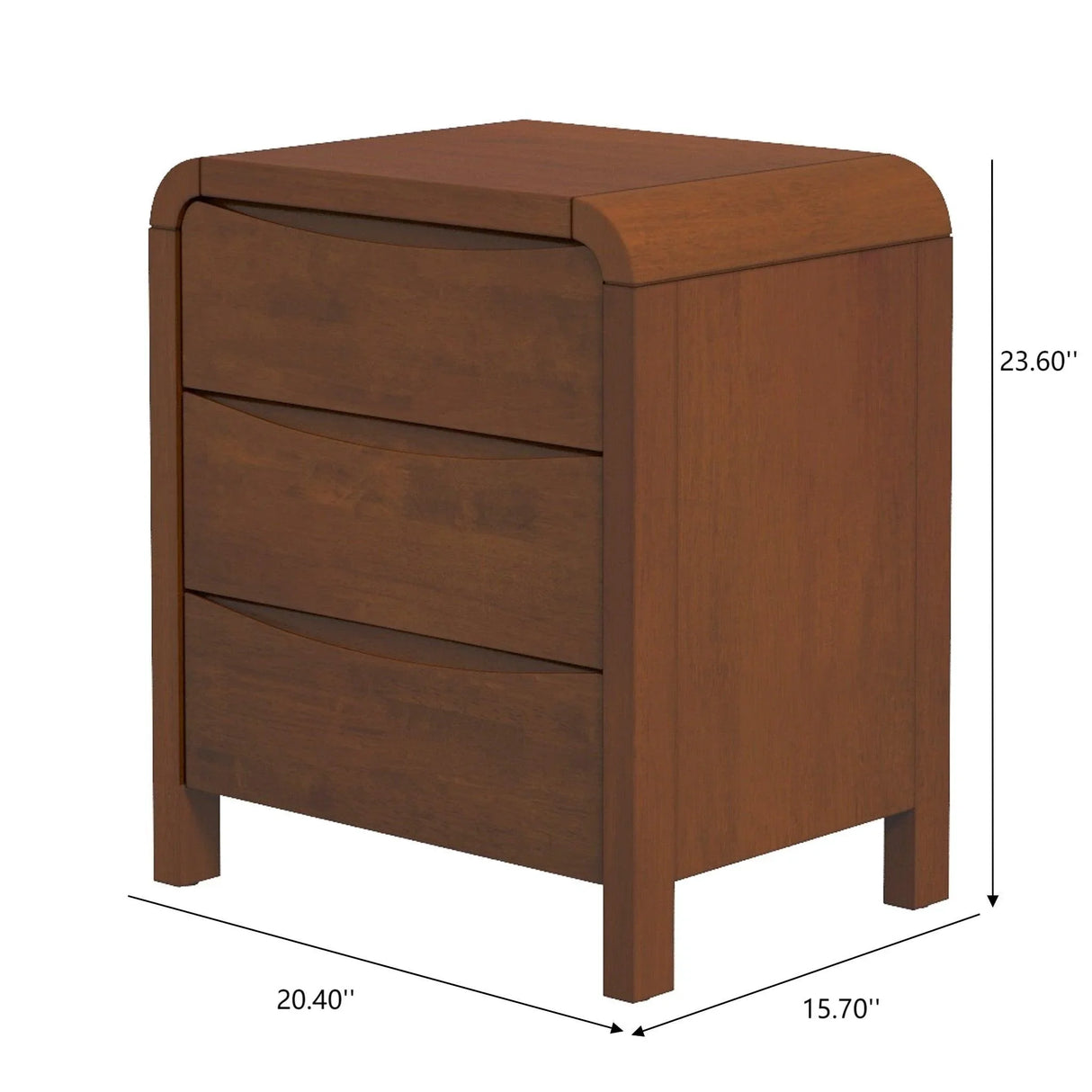 Lionel - Mid-Century Modern Nightstand 3 Drawer Bed Side Table - Brown - Furniture Home Direct