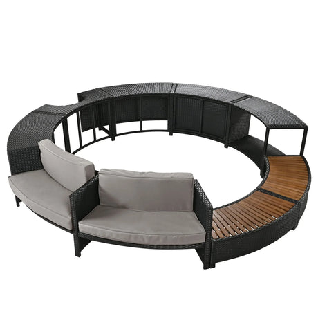 Spa Surround Spa Frame Patio Rattan Sofa Set With Storage Spaces, Mini Sofa And Comfortable Cushion For Patio, Backyard - Furniture Home Direct
