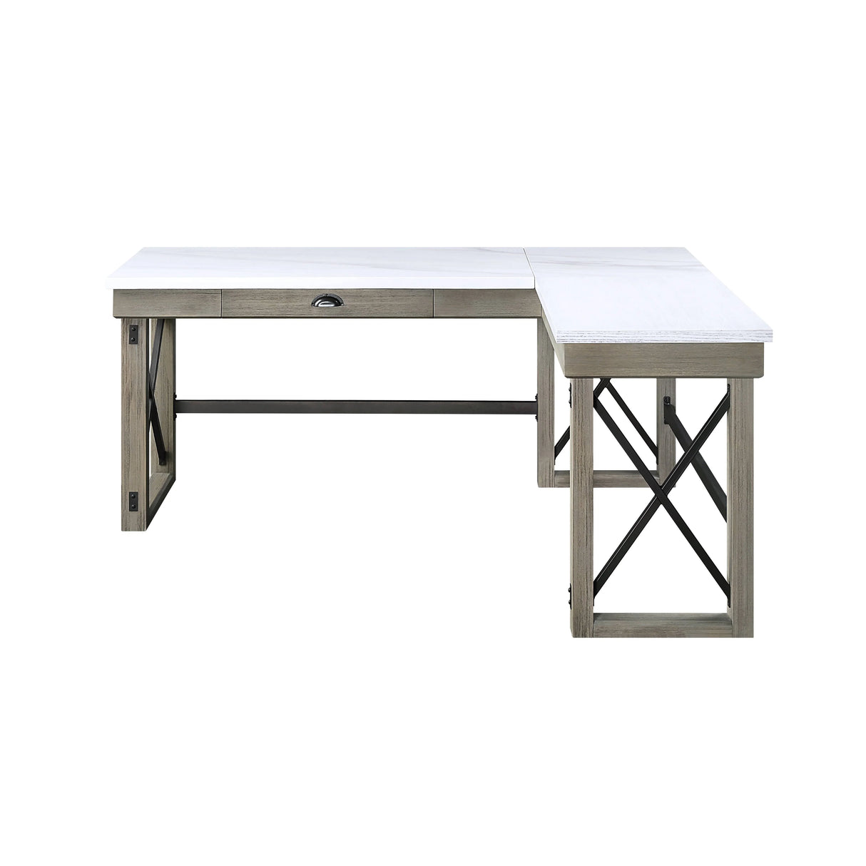 Talmar - Marble Top & Rustic Writing Desk With Lift Top - Oak - Furniture Home Direct