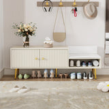 Modern Shoe Storage with Upholstered Cushions - Antique White - Furniture Home Direct
