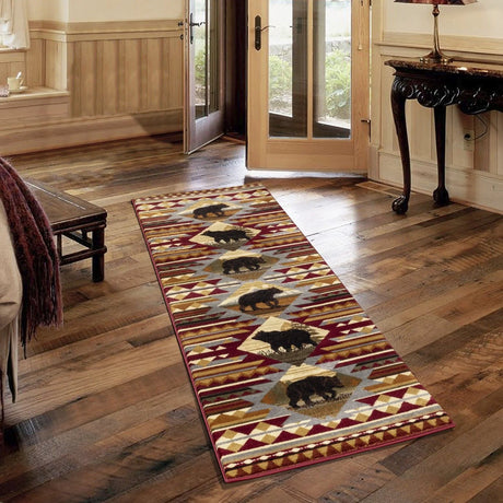 Nature's Nest - 5'3" X 7'3" Lodge Area Rug Polypropylene - Multi, Red - Furniture Home Direct