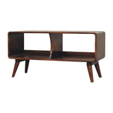 Curved Double Slot Media Unit - Dark Brown - Furniture Home Direct