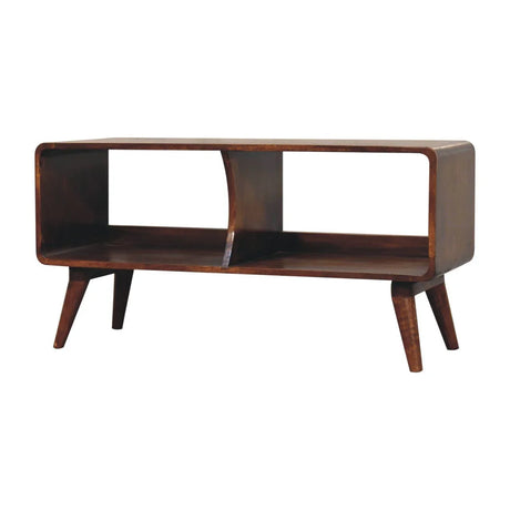 Curved Double Slot Media Unit - Dark Brown - Furniture Home Direct