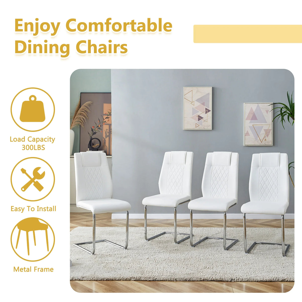 Dining Set with 7 Piece Table and Chairs Modern White - Furniture Home Direct