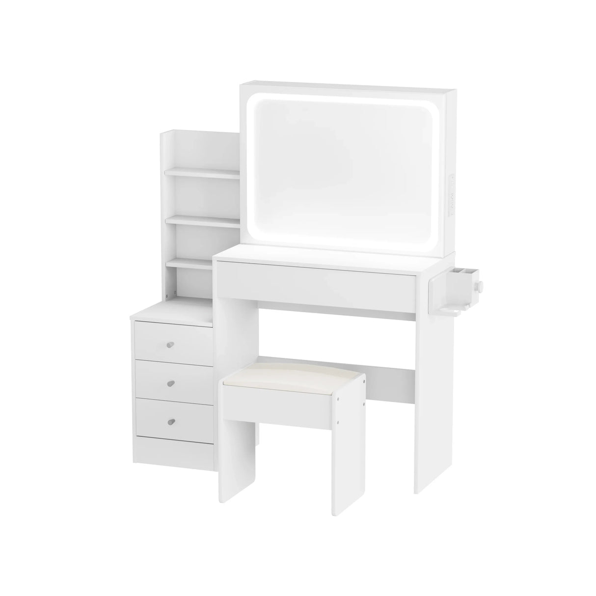 Vanity Table With LED Mirror And Built In Storage White - Furniture Home Direct