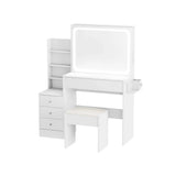 Vanity Table With LED Mirror And Built In Storage White - Furniture Home Direct