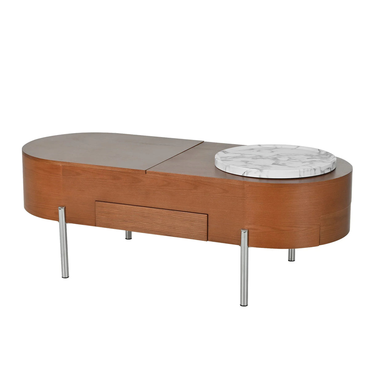 Lift Top Coffee Table With 360 Degree Marble Patterned Rotating Tray - Furniture Home Direct