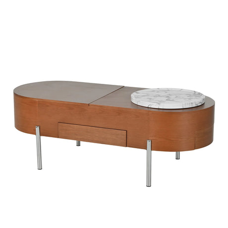 Lift Top Coffee Table With 360 Degree Marble Patterned Rotating Tray - Furniture Home Direct