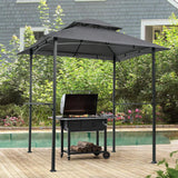 Outdoor Grill Gazebo With Double Tier Soft Top Canopy, Steel Frame, Bar Counters & Hook - Furniture Home Direct