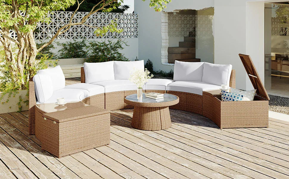 Semi-Circle Outdoor Sectional Set - Furniture Home Direct