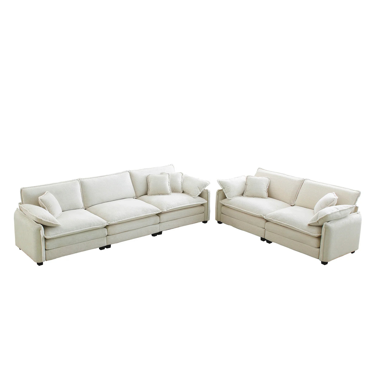 Corduroy 2 Piece Living Room Set - Off White - Furniture Home Direct