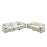Corduroy 2 Piece Living Room Set - Off White - Furniture Home Direct