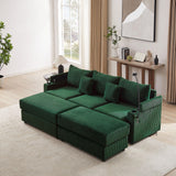 Modern Style Loveseat Sofa Sectional Sofa Couch With Storage Space, A Movable Ottoman, Two USB Ports, Two Cup Holders, A Phone Holder For Living Room - Furniture Home Direct