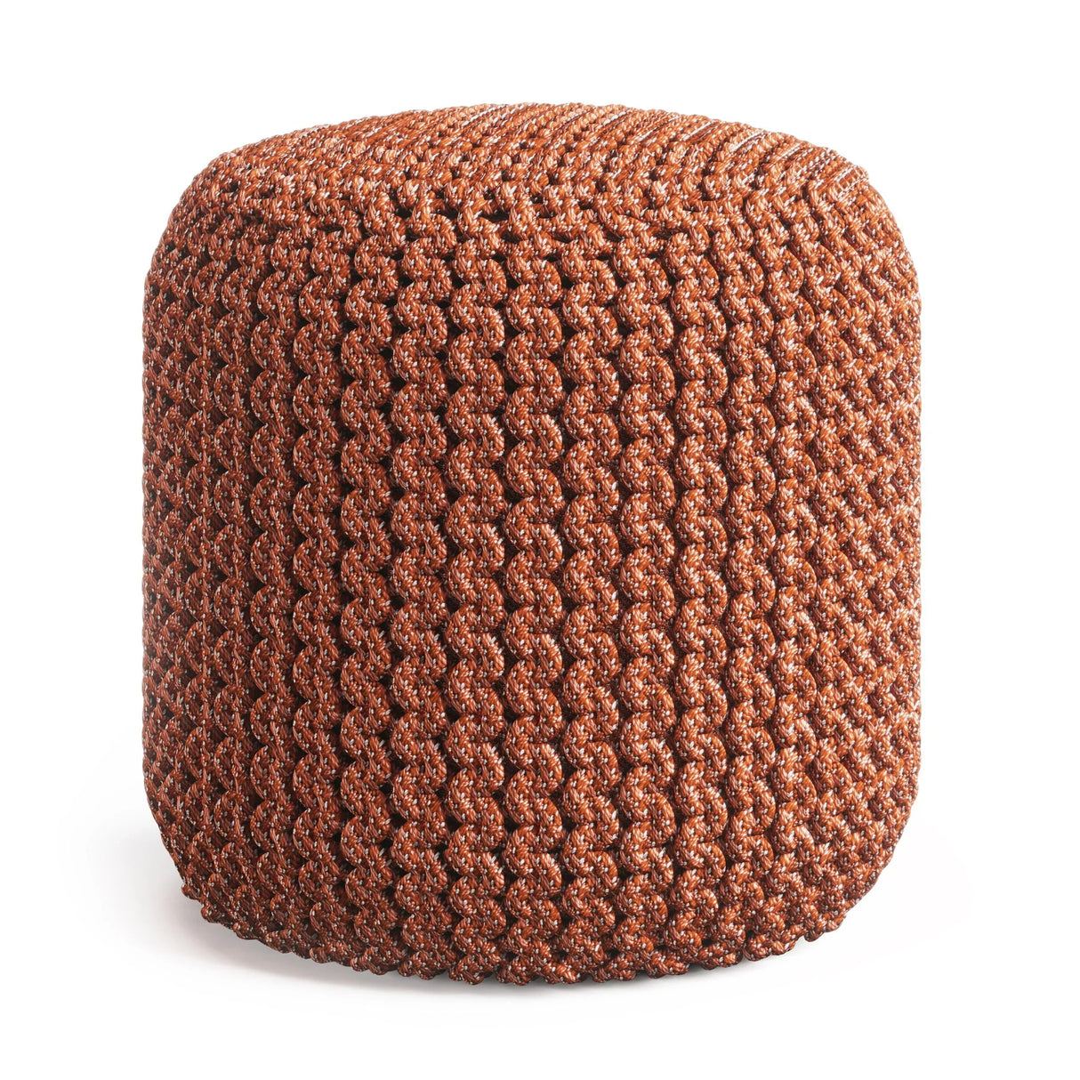 Wynne - Round Knitted Outdoor / Indoor Pouf - Orange - Furniture Home Direct