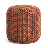 Wynne - Round Knitted Outdoor / Indoor Pouf - Orange - Furniture Home Direct
