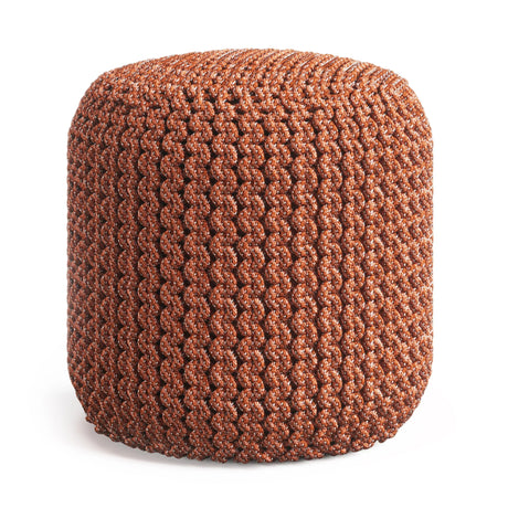 Wynne - Round Knitted Outdoor / Indoor Pouf - Orange - Furniture Home Direct