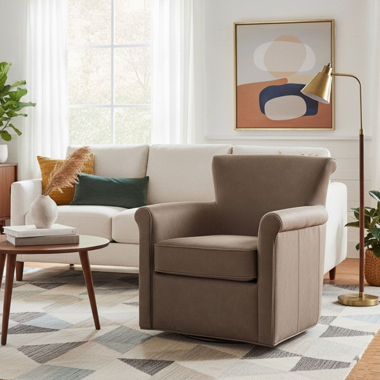 Westly Swivel Accent Chair 360-Degree Faux Leather