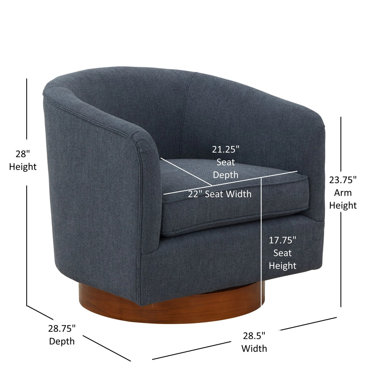 Miramar - Swivel Barrel Chair With Wooden Base - Furniture Home Direct
