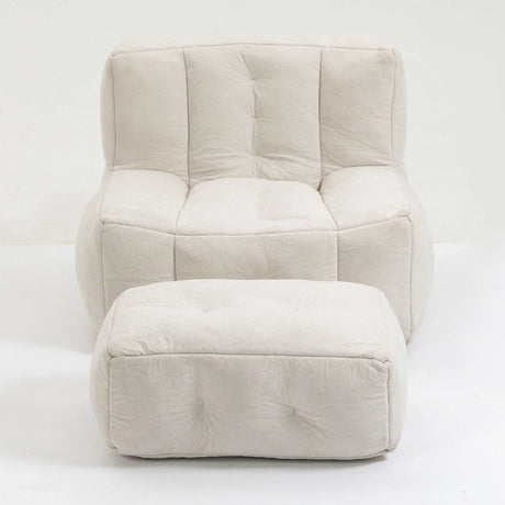 Modern Indoor Fluffy Bean Bag Chair With Memory Foam And Ottoman, Super Soft - Furniture Home Direct