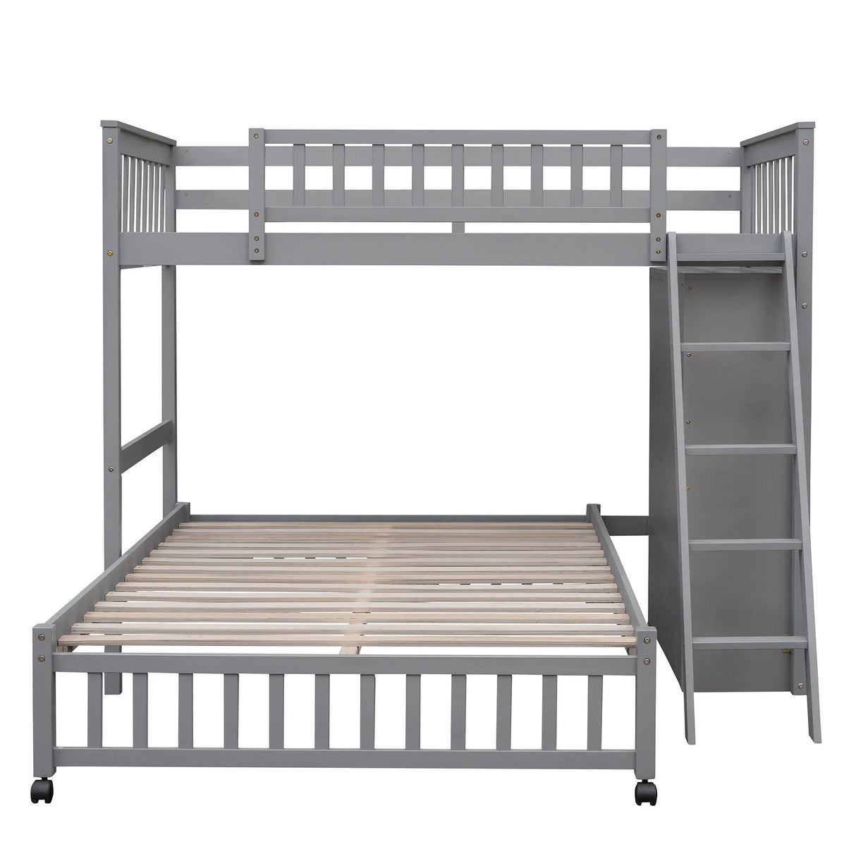Bunk Bed With 6 Drawers And Flexible Shelves, Bottom Bed With Wheels - Furniture Home Direct