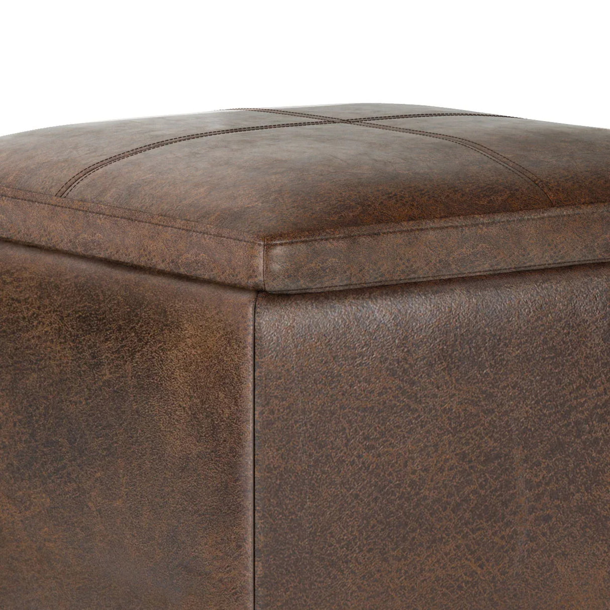 Rockwood - Upholstered Cube Storage Ottoman With Tray - Furniture Home Direct