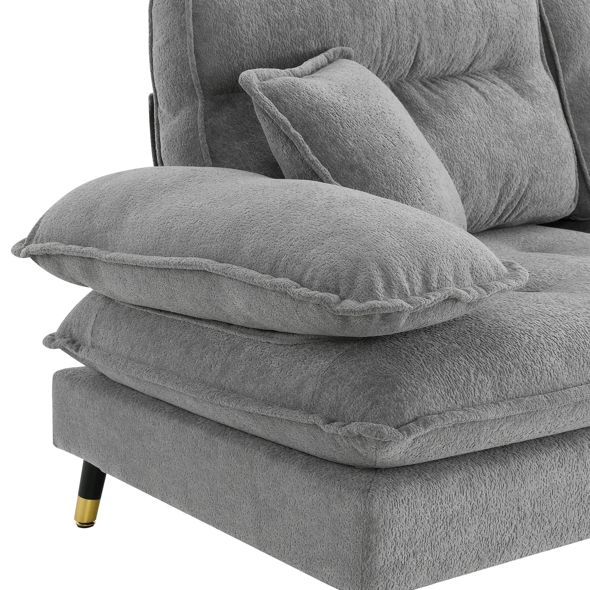 Sectional Sofa Cloud Chenille L Shape With Ottoman Gray - Furniture Home Direct