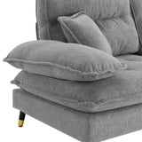 Sectional Sofa Cloud Chenille L Shape With Ottoman Gray - Furniture Home Direct