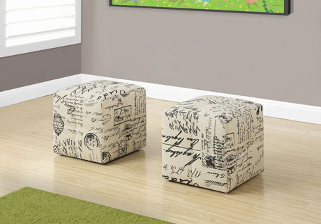 Pouf, Footrest, Foot Stool, Transitional (Set of 2) - Beige - Furniture Home Direct