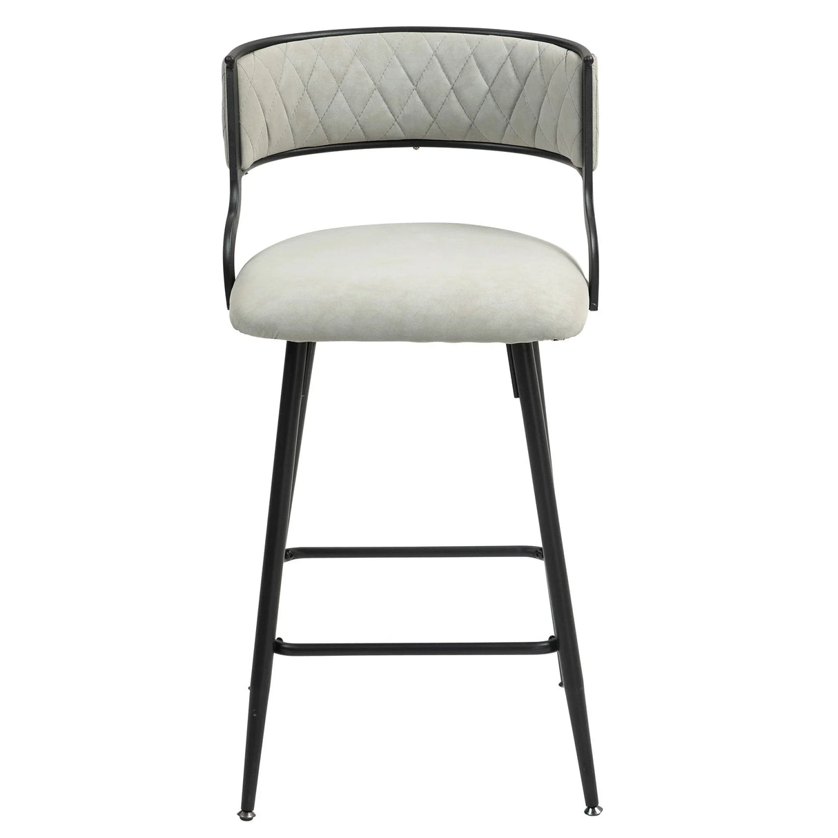 Counter Height Bar Stools With Powder Coating Base And Footrest (Set of 2) - Beige - Furniture Home Direct