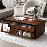 Modern Rectangle Coffee Table With 4 Drawers And 2 Display Shelves - Furniture Home Direct