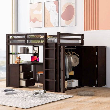 Loft Bed With Drawers, Desk, And Wardrobe - Furniture Home Direct