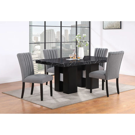 Jhoanna 5 Piece Dining Table Set With Chairs - Black - Furniture Home Direct