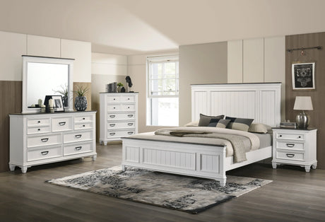 Bedroom Set King Bed Wood Dresser Antique White Gray - Furniture Home Direct