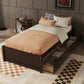 Twin Bed With 2 Drawers, Solid Wood, No Box Spring Needed - Furniture Home Direct